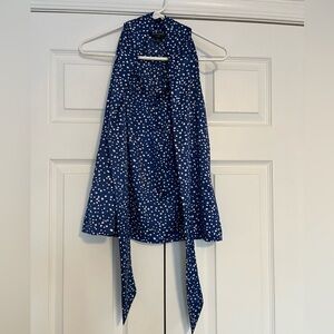 Banana Republic Blue and White Polka Dot Sleeveless Blouse